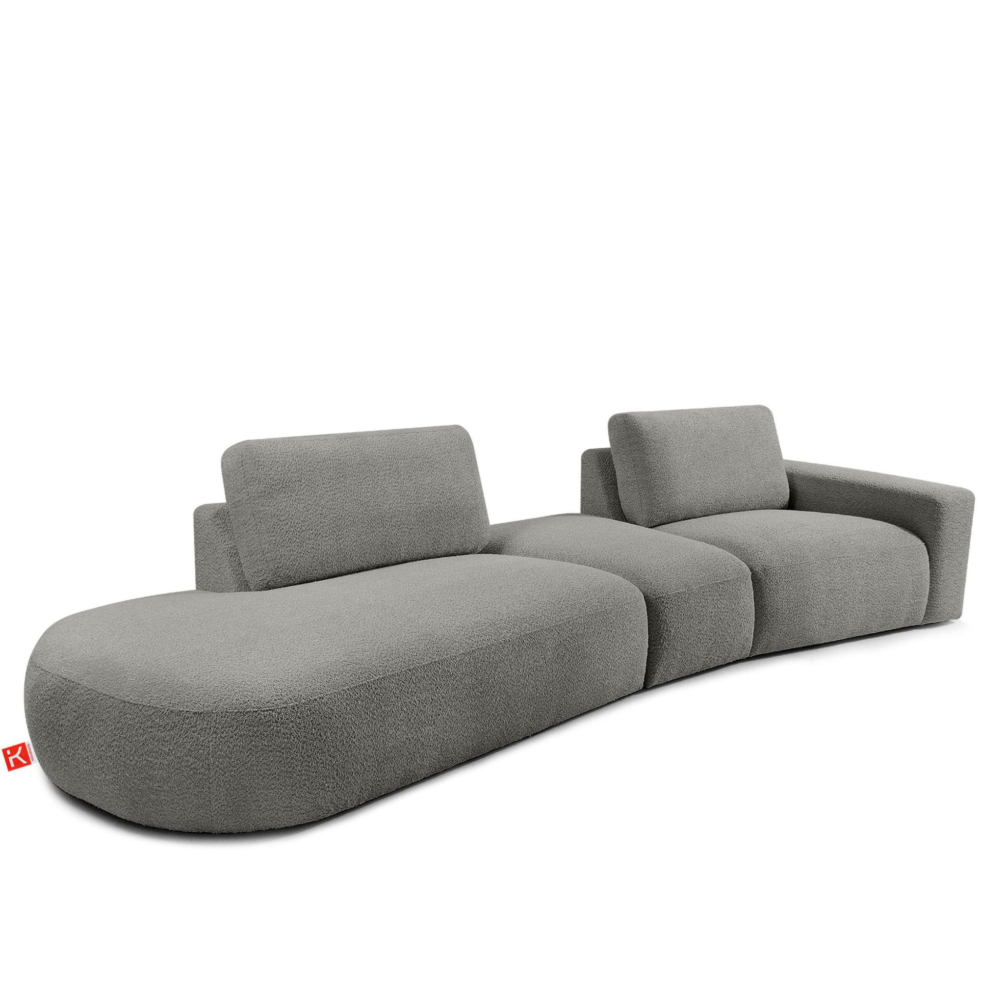 4-SITZER ECKSOFA ZUCCO Boucle links, Grau - Grau, Textil (350/84/105cm) - KONSIMO®