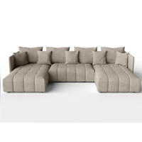 WOHNLANDSCHAFT Veliro U Hellbraun 353/180/83 cm mit Schlaffunktion und Bettkasten - Hellbraun/Schwarz, Kunststoff/Textil (353/83/180cm) - AX Living