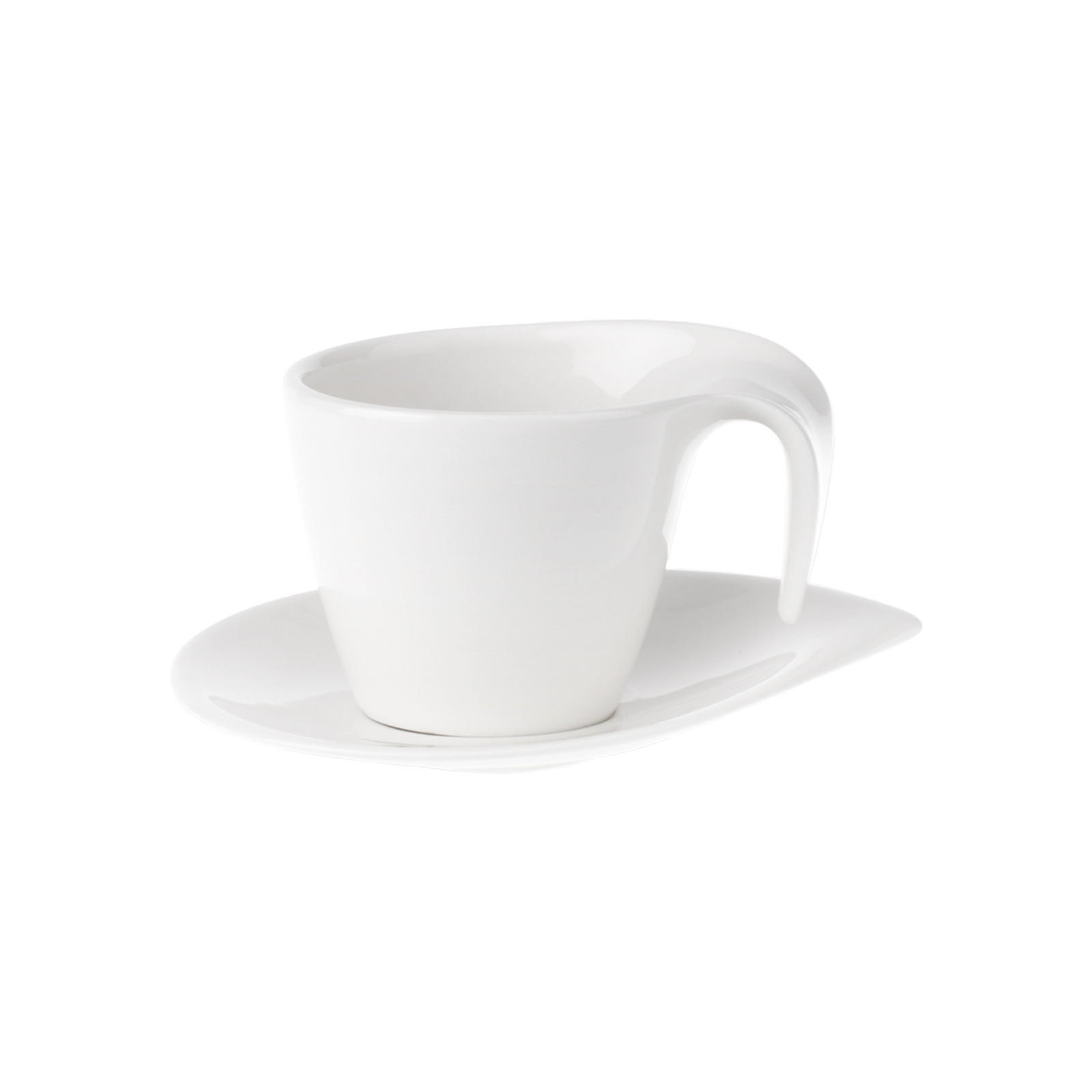 KAFFEETASSE MIT UNTERTASSE Flow weiß 200 ml - Weiß, Keramik (15/10.8/17.7cm) - Villeroy & Boch