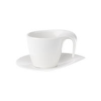 KAFFEETASSE MIT UNTERTASSE Flow weiß 200 ml - Weiß, Keramik (15/10.8/17.7cm) - Villeroy & Boch