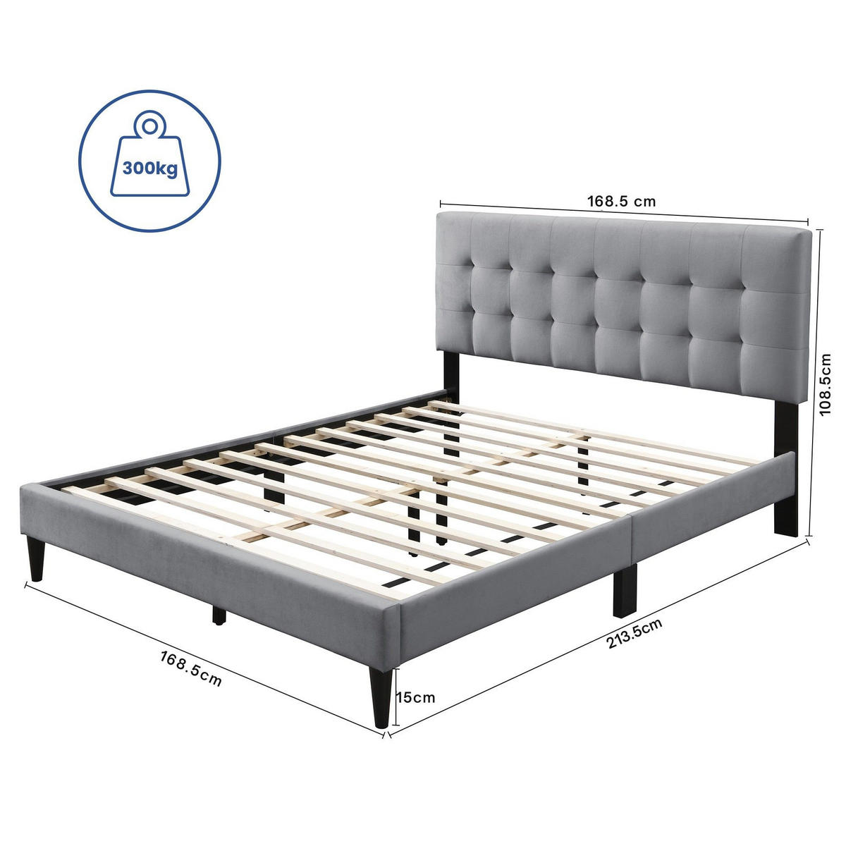POLSTERBETT mit Lattenrost 160x200 cm Grau - Grau, Textil (160/200cm) - Home Collective