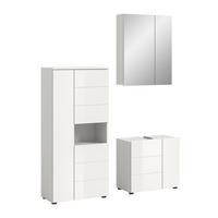 BADKOMBINATION 3tlg. Vira Bad in weiß Melamin und weiß hochglanz B/H/T: 135x190x34 cm - Weiß, Holz (135/190/34cm)