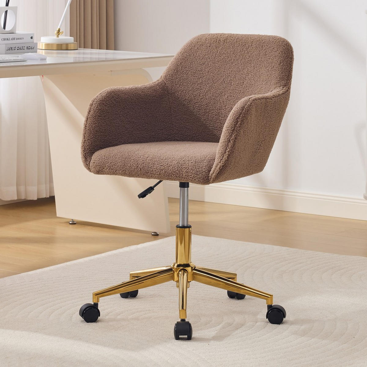 DREHSTUHL 360° drehbar Weiß - Braun, Naturmaterialien (58/86/58cm)