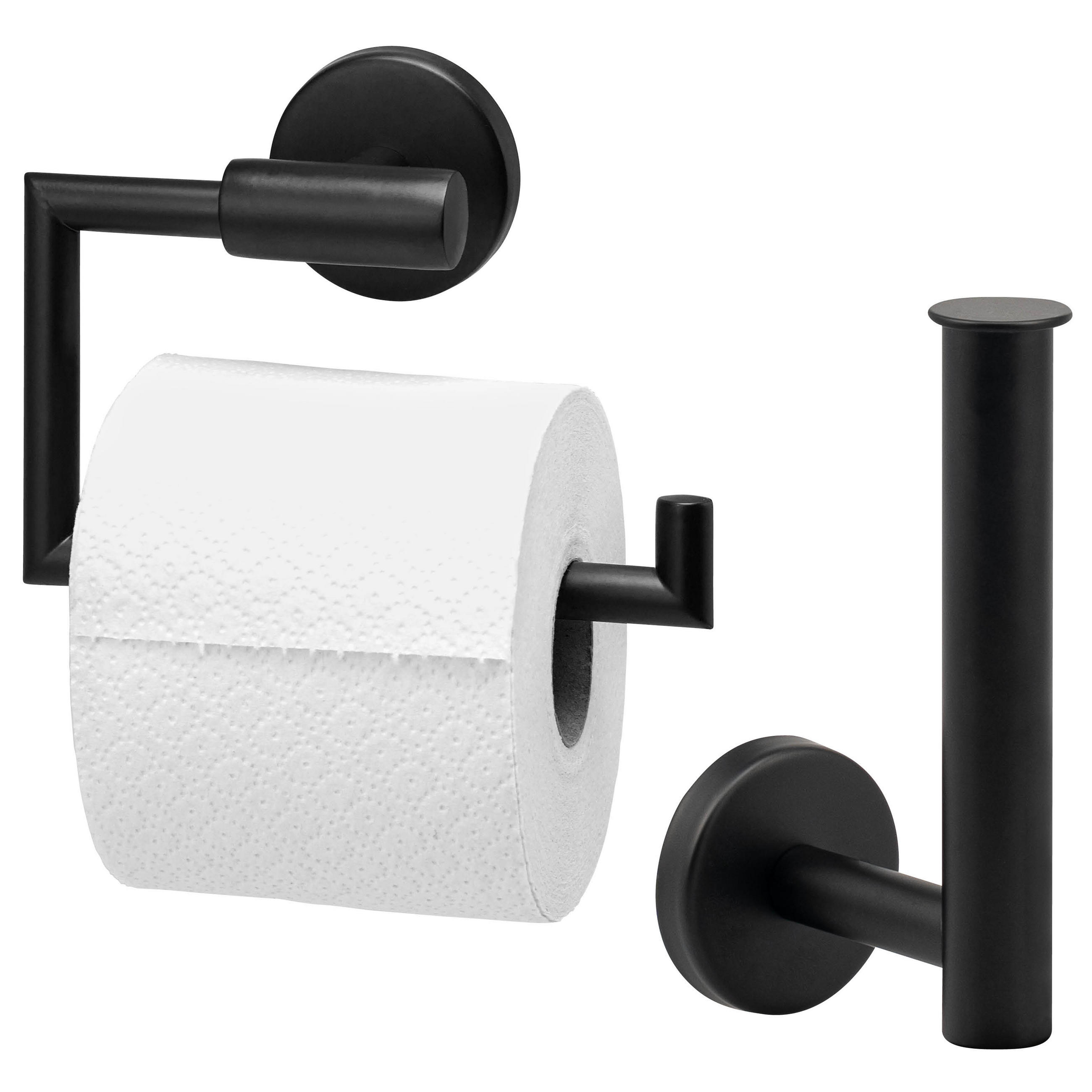 TOILETTENPAPIERHALTER PIAZZA BLACK 2er Set, Edelstahl - Schwarz, Metall (15.5/11/6cm)