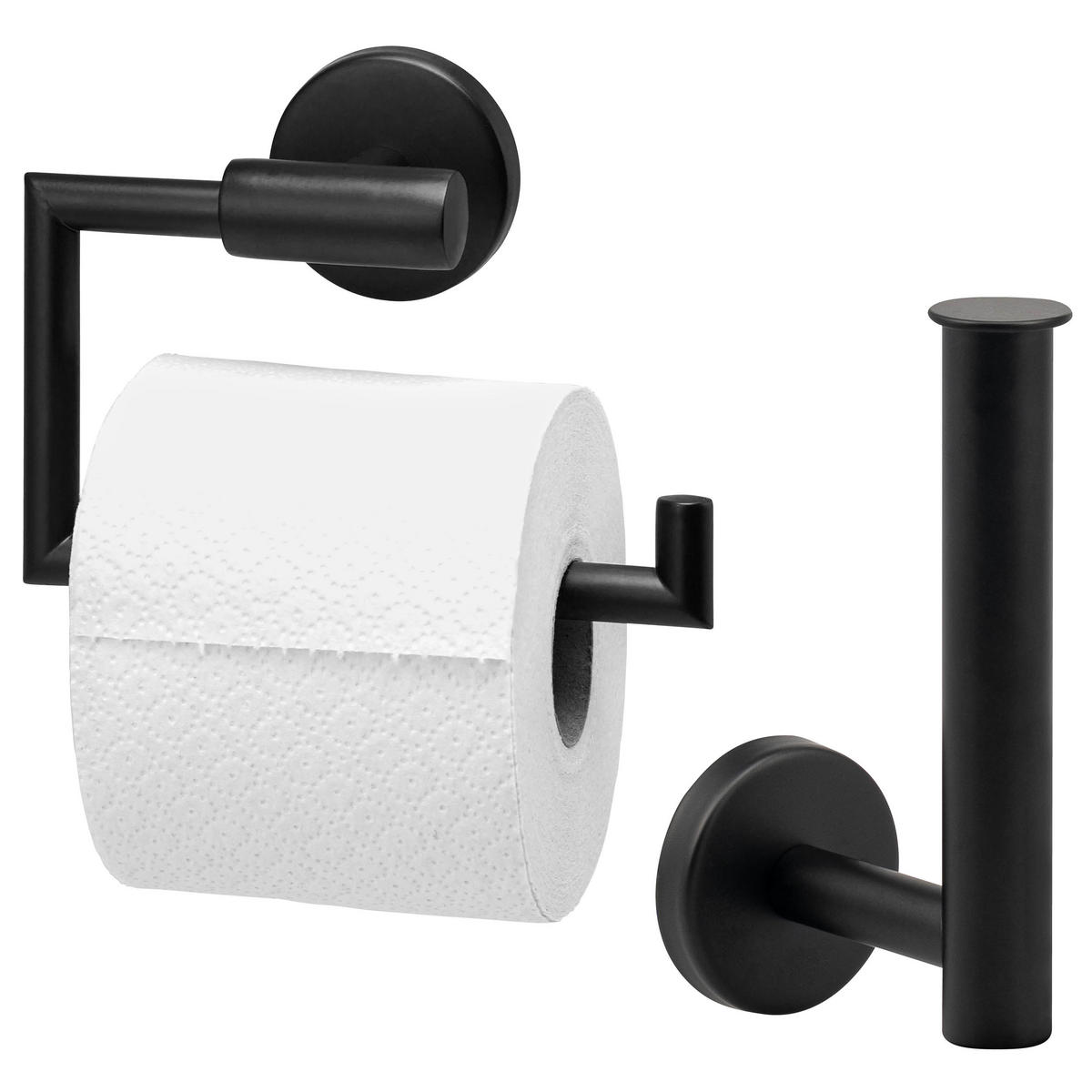 TOILETTENPAPIERHALTER PIAZZA BLACK 2er Set, Edelstahl - Schwarz, Metall (15.5/11/6cm)