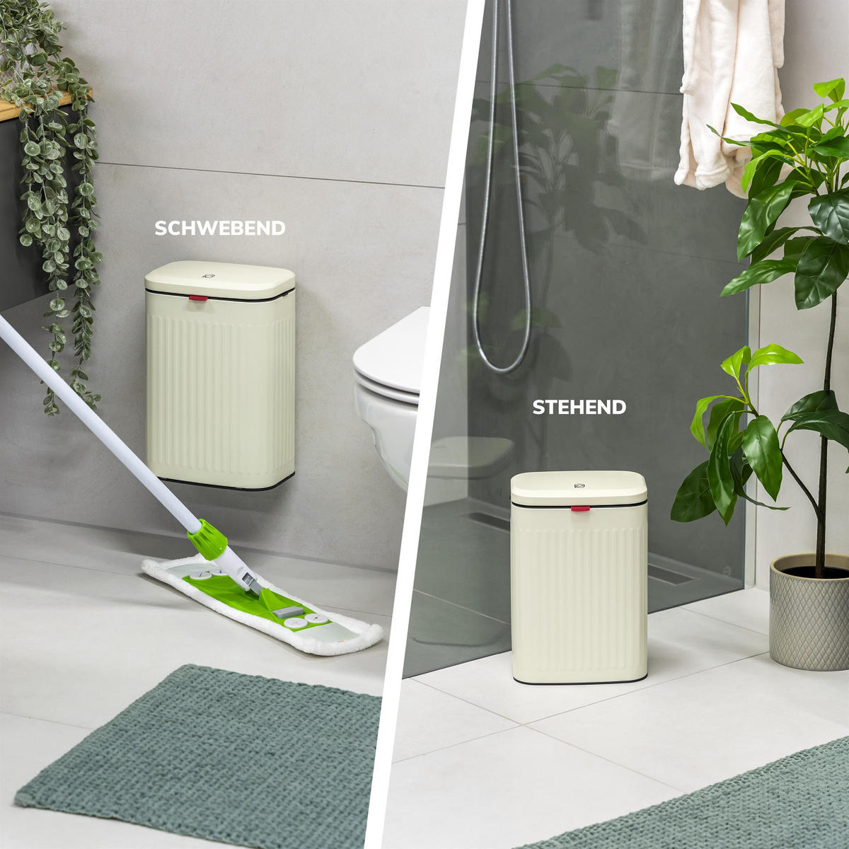 ABFALLEIMER 6 Liter, beige - Creme, Metall (22.5/31/16.5cm) - eluno