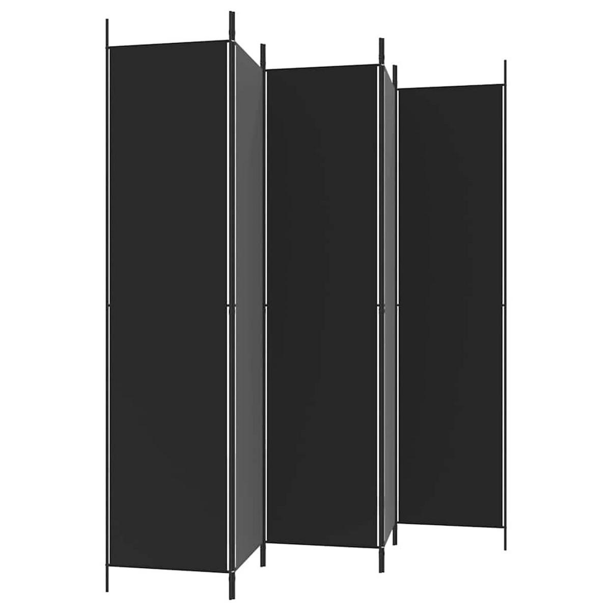 PARAVENT 5-teilig Schwarz 250/220 Cm Stoff - Schwarz, Textil (250/220/0.1cm) - vidaXL