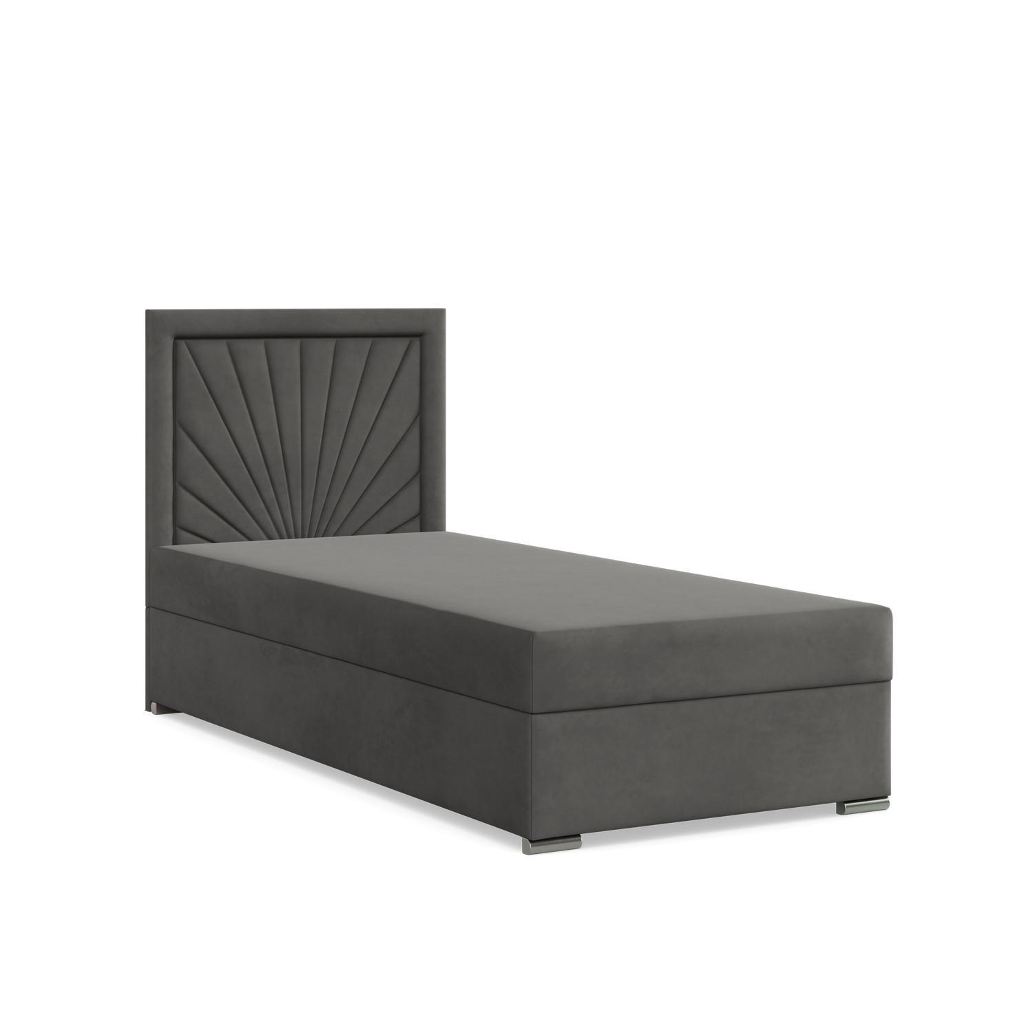 BOXBETT MIT KOPFTEIL 90x200 VICENZA, Grau - Graphitfarben, Textil (90/200cm) - Mebligo