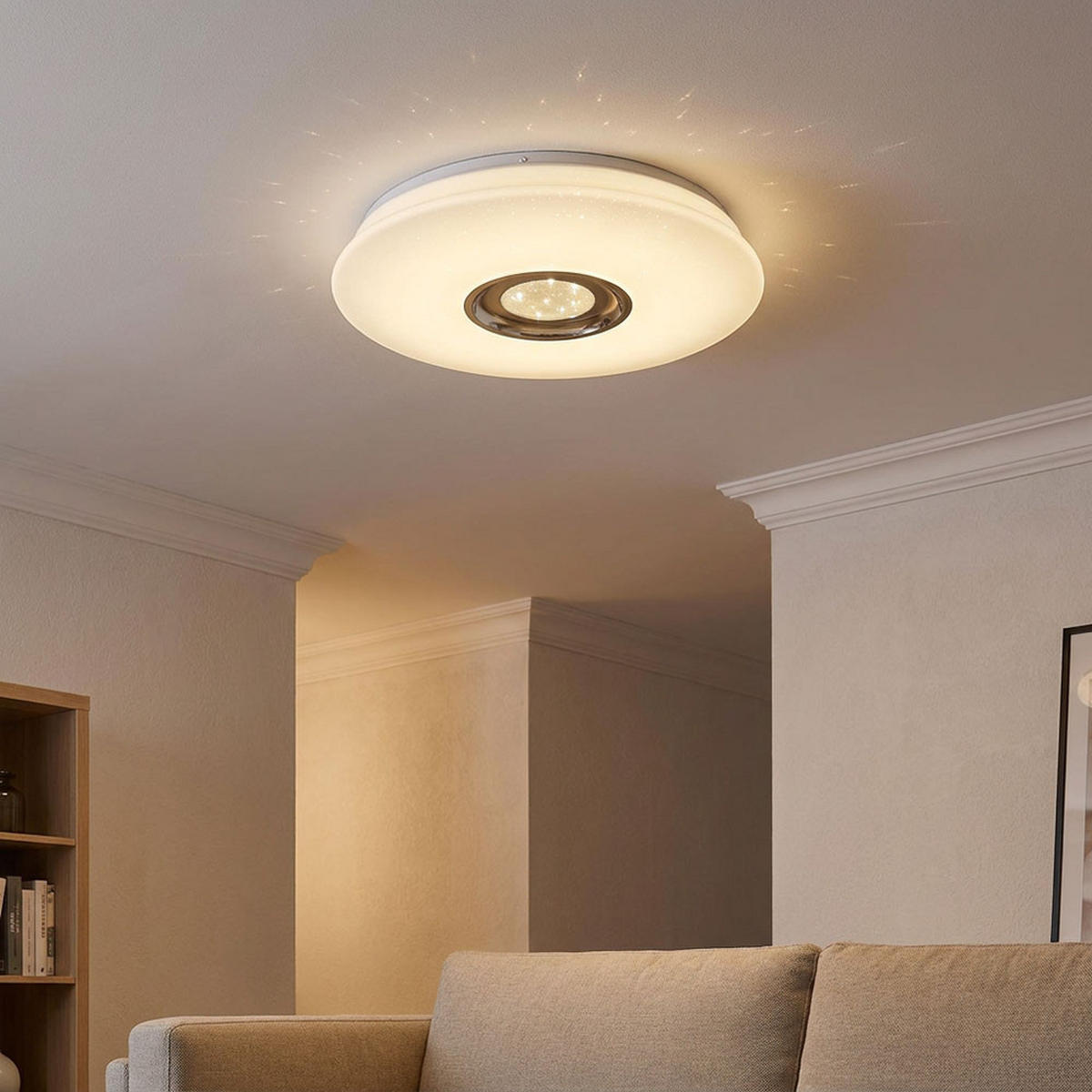 LED DECKENLEUCHTE Weiß mit Bluetooth und Lautsprecher - Weiß, Kunststoff (40/40/7.8cm) - Globo Lighting