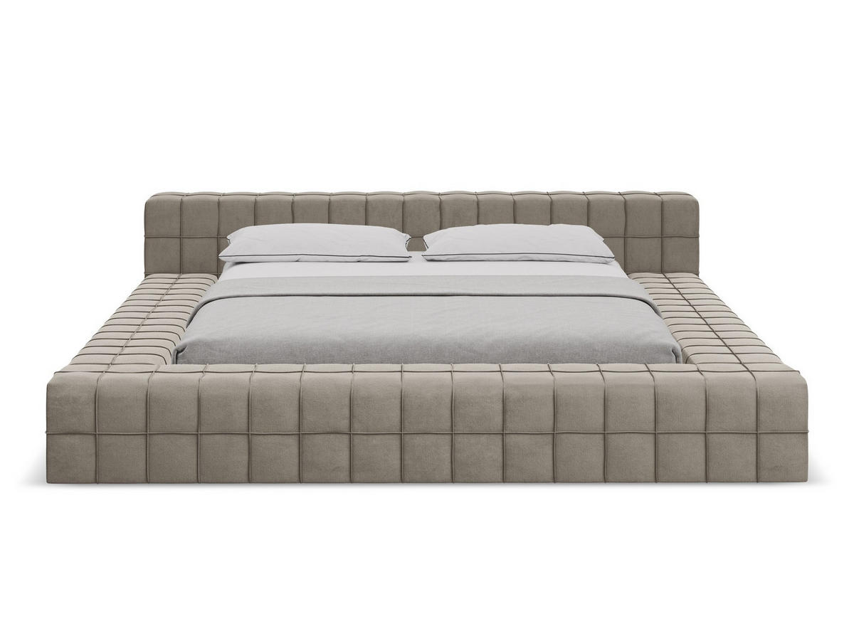 POLSTERBETT mit Lattenrost 220x260 Grau - Taupe/Schwarz, Kunststoff/Textil (160/200cm) - Makamii