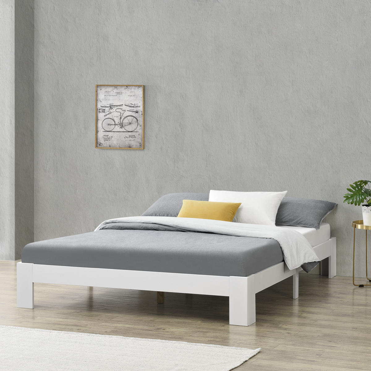 HOLZBETT Raisio - Weiß, Holz (160/200cm) - [en.casa]