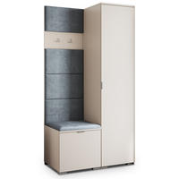 GARDEROBENSCHRANK LORI 95/181/51 cm Modern Garderobe-Set Kaschmir - Kaschmir/Grau, Holzwerkstoff (95/181/51cm) - MASSENO