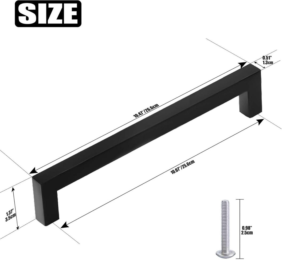 KÜCHENGRIFF Schwarz 6er-Set 256 mm Edelstahl - Schwarz, Metall (1.3/3.5/26.6cm)