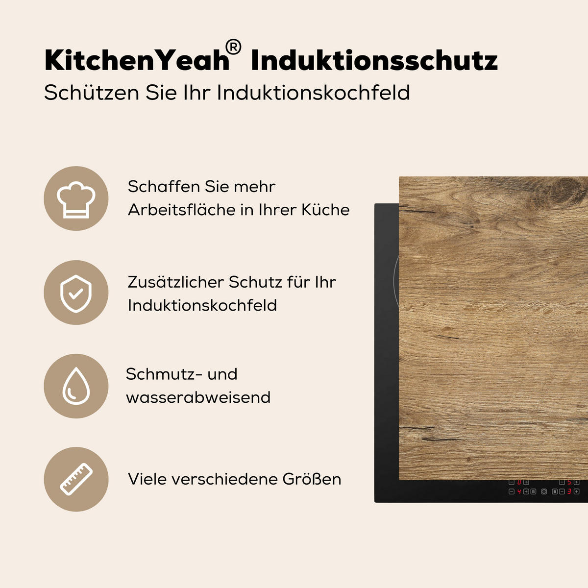 HERDABDECKPLATTE Holz - Braun - Holzoptik 71x52 cm - Eichefarben, Kunststoff (71/0.2/52cm) - MuchoWow