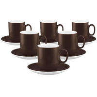 KAFFEEBECHER MIT UNTERTASSEN Sento Home Pure Colors Chocolate Brown 400 ml 6er Set - Dunkelbraun, Keramik (0.4L) - Seltmann Weiden