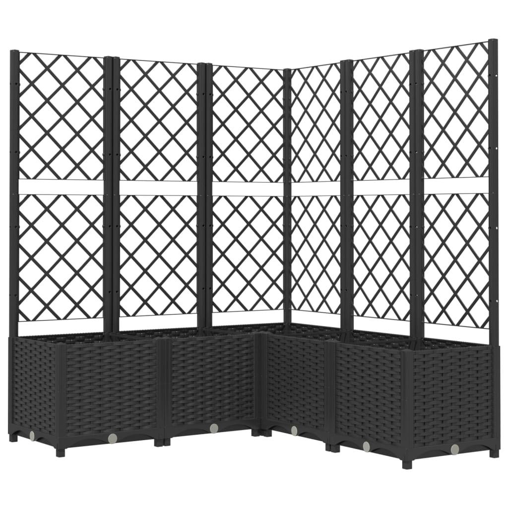 PFLANZKÜBEL Mit Spalier Schwarz 120/120/136 Cm PP - Schwarz, Kunststoff (120/136/120cm) - vidaXL