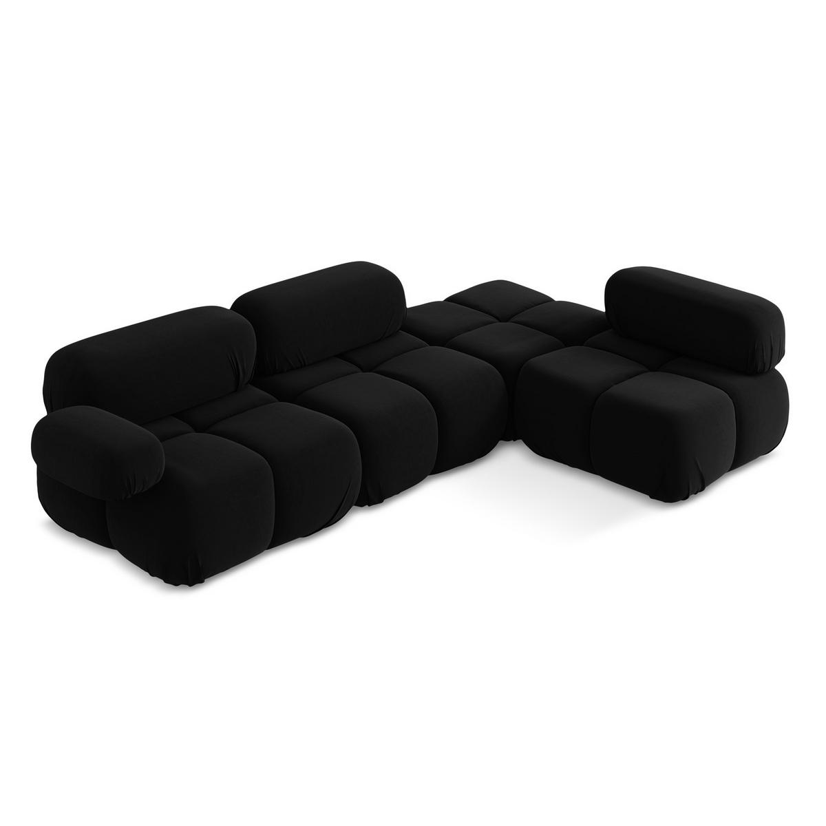 ECKSOFA Rechts Samt Stoff Schwarz - Schwarz/Orange, Kunststoff/Textil (285/190cm) - LaMiaSofa