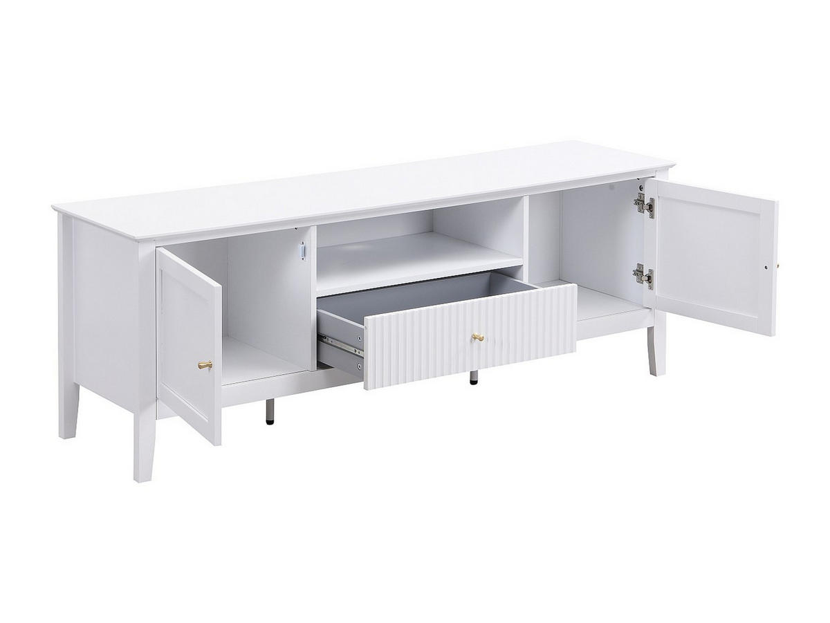 TV-MÖBEL mit 2 Türen, 1 Schublade & 1 Ablage - MDF - Weiß - NARIVA - Weiß, Holz (150/55/40cm) - Vente-Unique