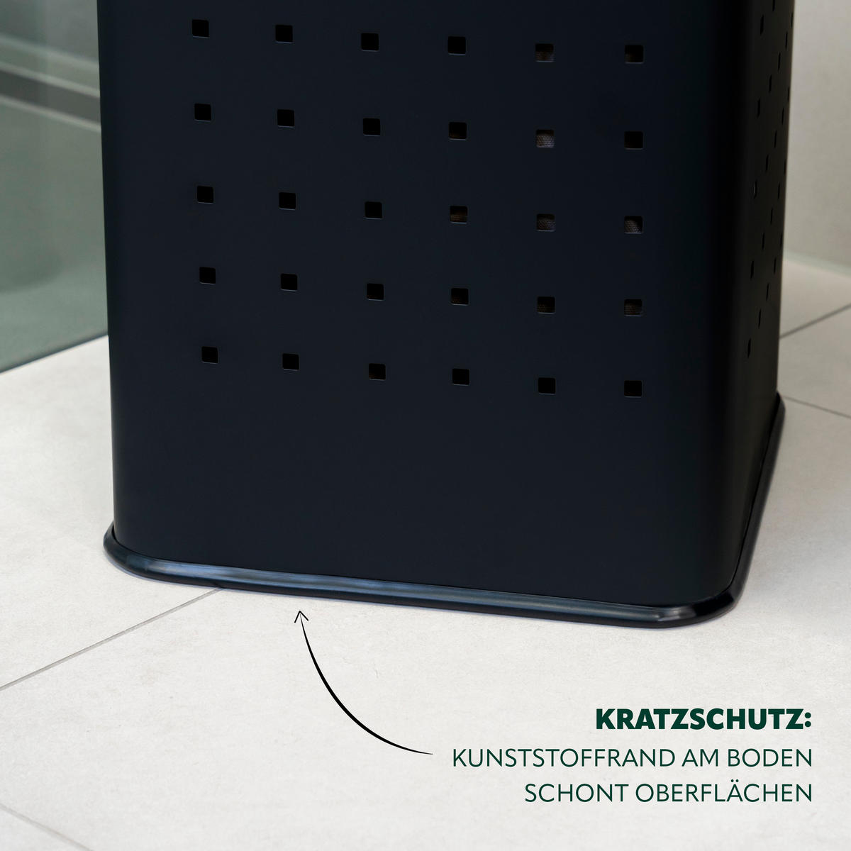 WÄSCHETONNE 50 Liter, schwarz - Schwarz, Metall (32/58/32cm) - eluno