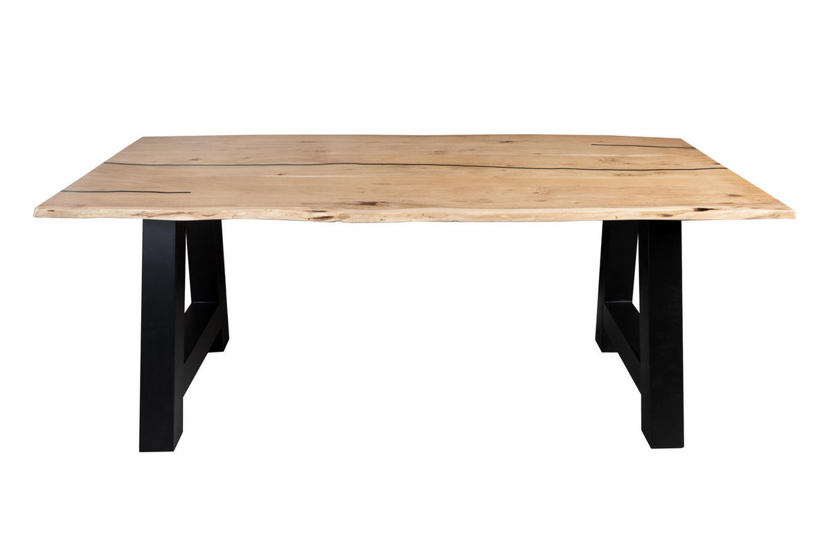 ESSTISCH POLLY - Beige/Schwarz, Holz/Metall (90/180/77cm) - SAM