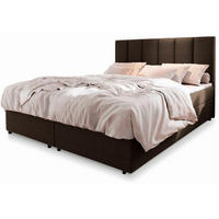 BOXBETT MERIL 180x200 cm mit Matratze und Topper - Braun - Braun, Holz (180/200cm) - MASSENO
