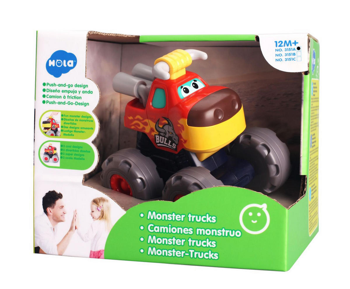 SPIELZEUGAUTO Monstertruck 3151 rot Monsterdesign, beweglicher Mund, Räder, Spielzeugauto, ab 12 Monaten - Rot, Kunststoff (9/12/12cm) - Moni