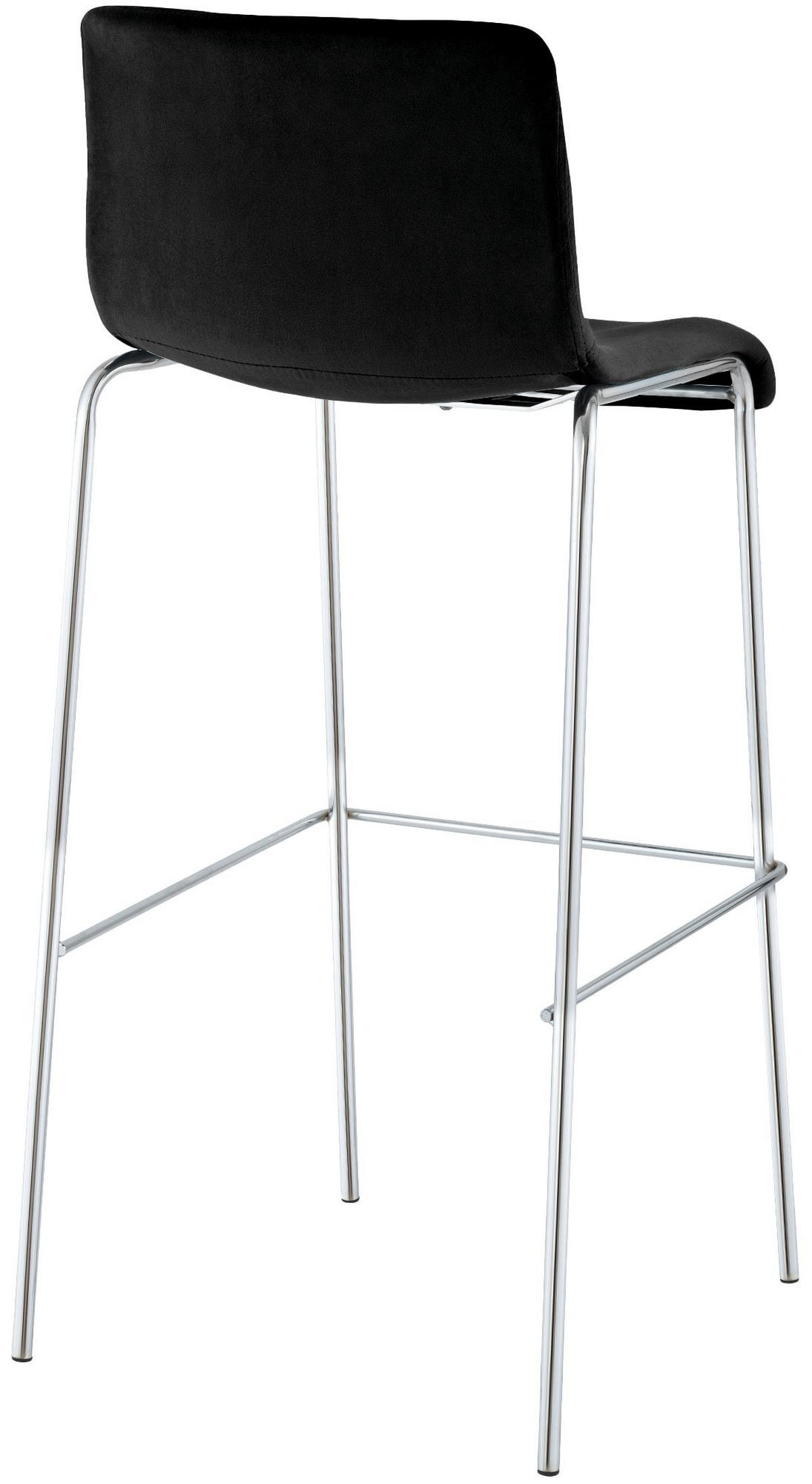 BARHOCKER Samt Schwarz - Chromfarben/Schwarz, Textil/Metall (43/100/48cm) - CLP