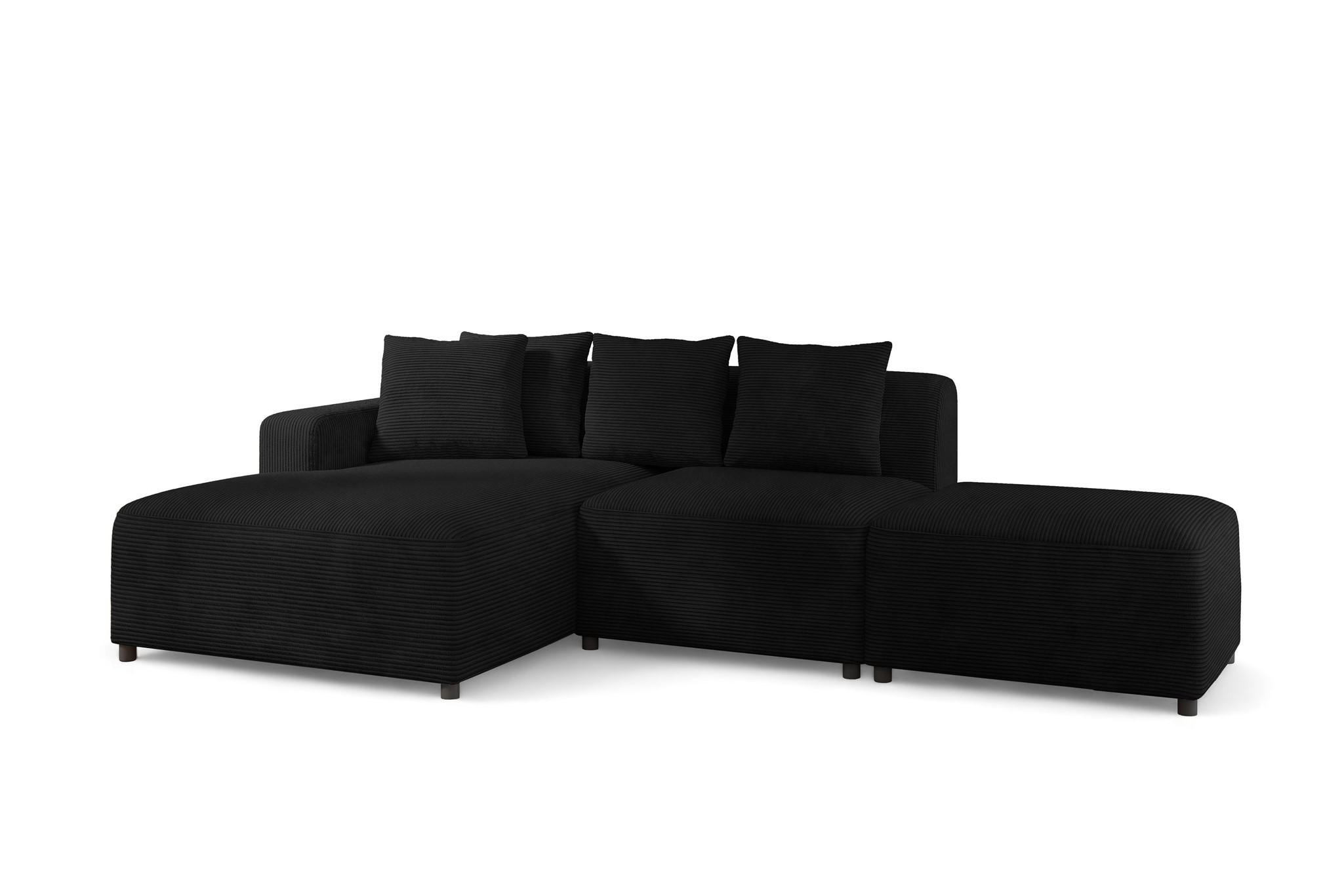 ECKSOFA Megan Xs In Poso - Schwarz, Holzwerkstoff/Textil (304/165cm) - Fun Möbel