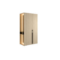 GARDEROBENSCHRANK BERTA 110 cm in Eiche Barista mit Kleiderstange, Spiegel und LED - Eichefarben, Holzwerkstoff (111/207/60cm) - Deine Möbel 24