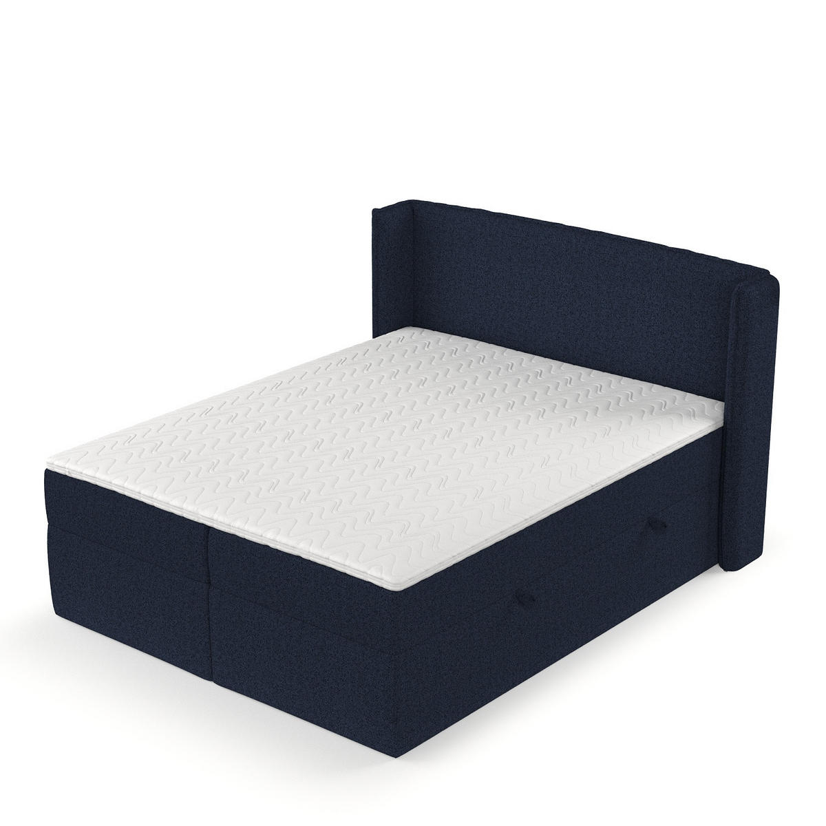 BOXBETT Viva 140/200 cm Marineblau im Riva Stoff - Schwarz/Dunkelblau, Holz/Holzwerkstoff (140/200cm) - AltaBeds