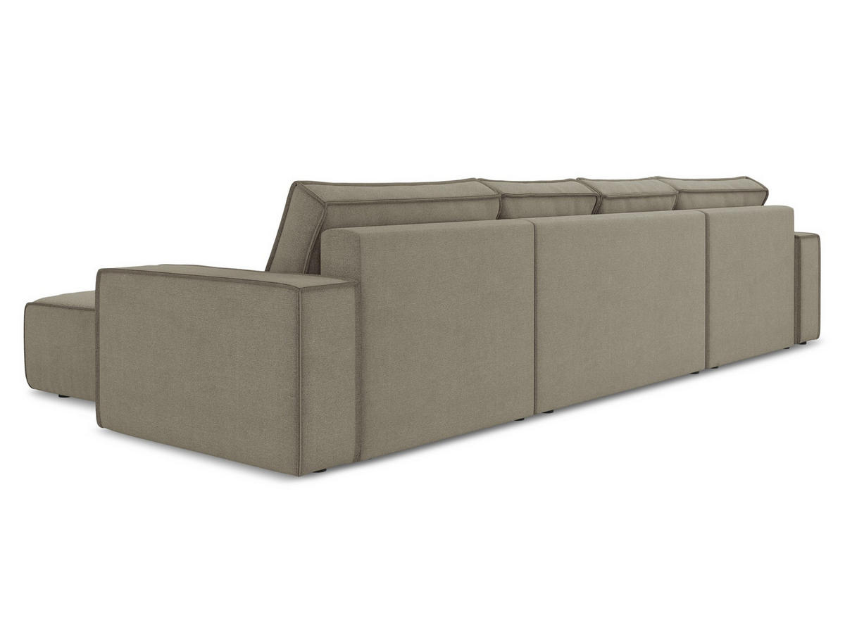 WOHNLANDSCHAFT Strukturstoff Stoff Beige - Beige/Schwarz, Kunststoff/Textil (398/82/185cm) - Makamii