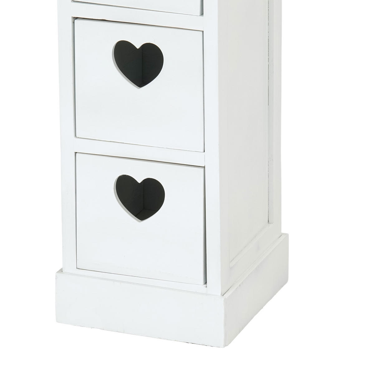 SCHRANK Heart mit 4 Schubladen Holz naturfarben, weiß - Weiß, Holz (24/72/21cm) - CREEDWOOD