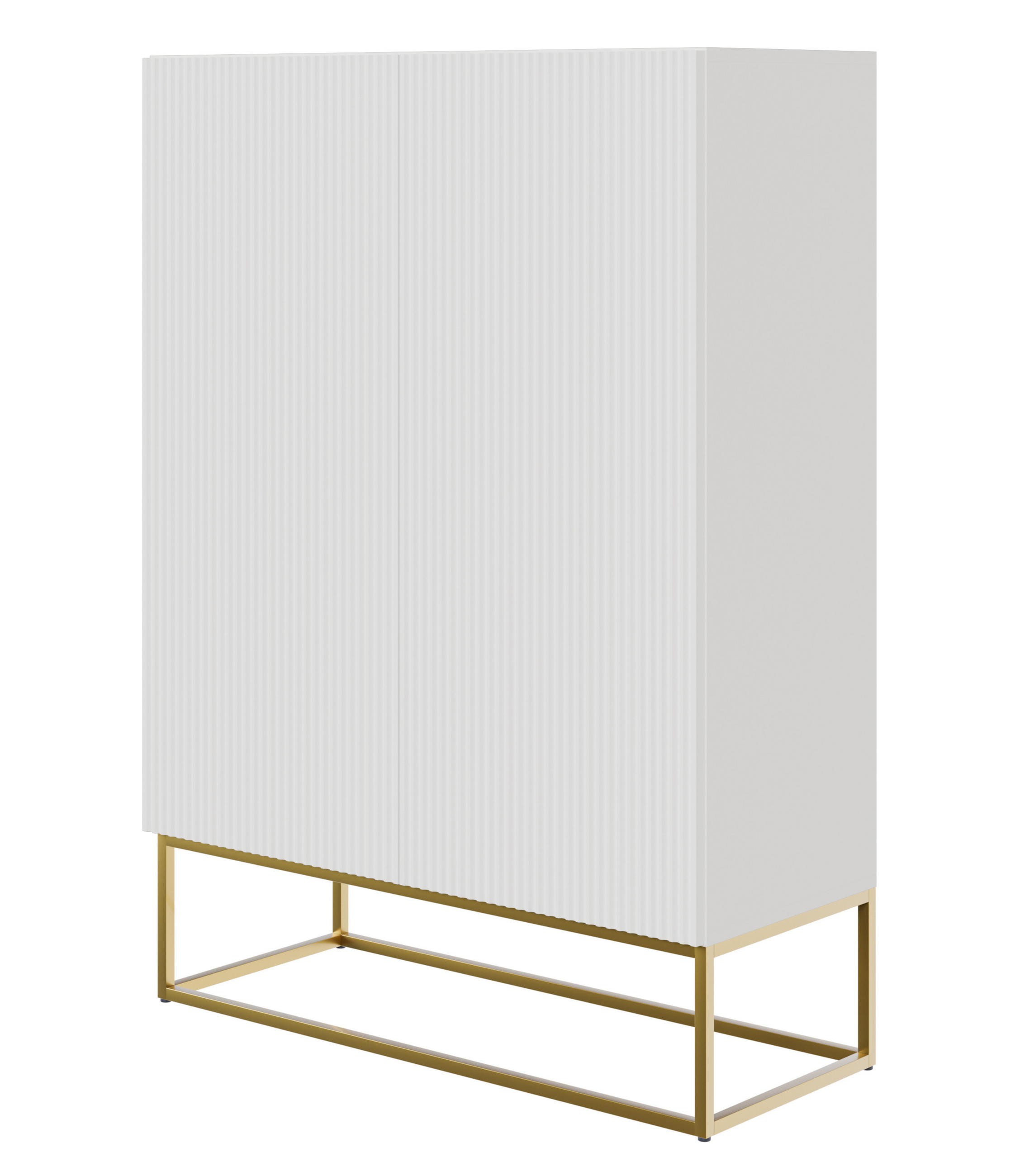 HIGHBOARD Veldio Weiß mit goldenem Metallgestell 90 cm - Goldfarben/Weiß, Holzwerkstoff/Metall (90/125/38cm) - Selsey