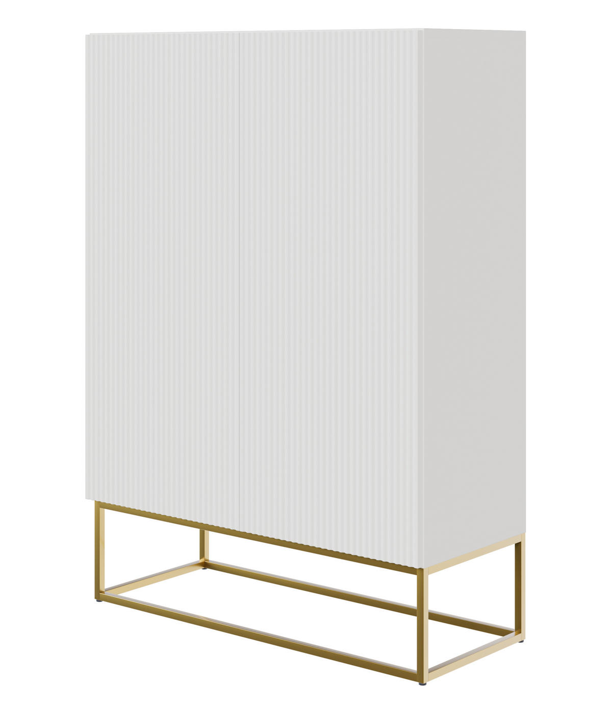 HIGHBOARD Veldio Weiß mit goldenem Metallgestell 90 cm - Goldfarben/Weiß, Holzwerkstoff/Metall (90/125/38cm) - Selsey