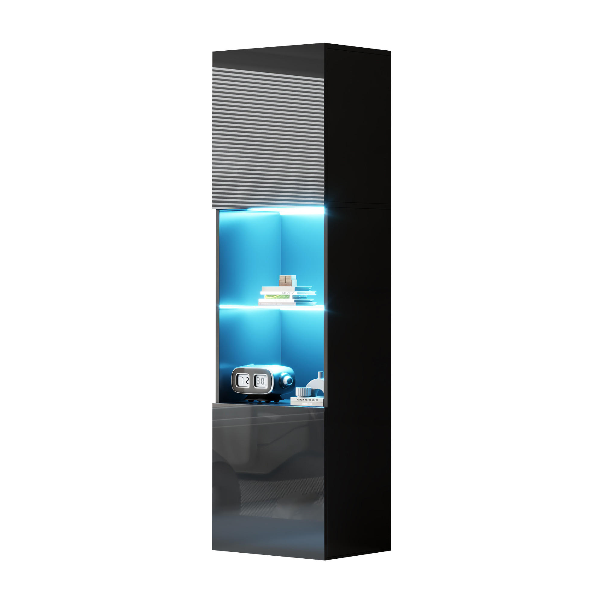 Evryae Eckvitrine Schwarz 45x160x35 cm
