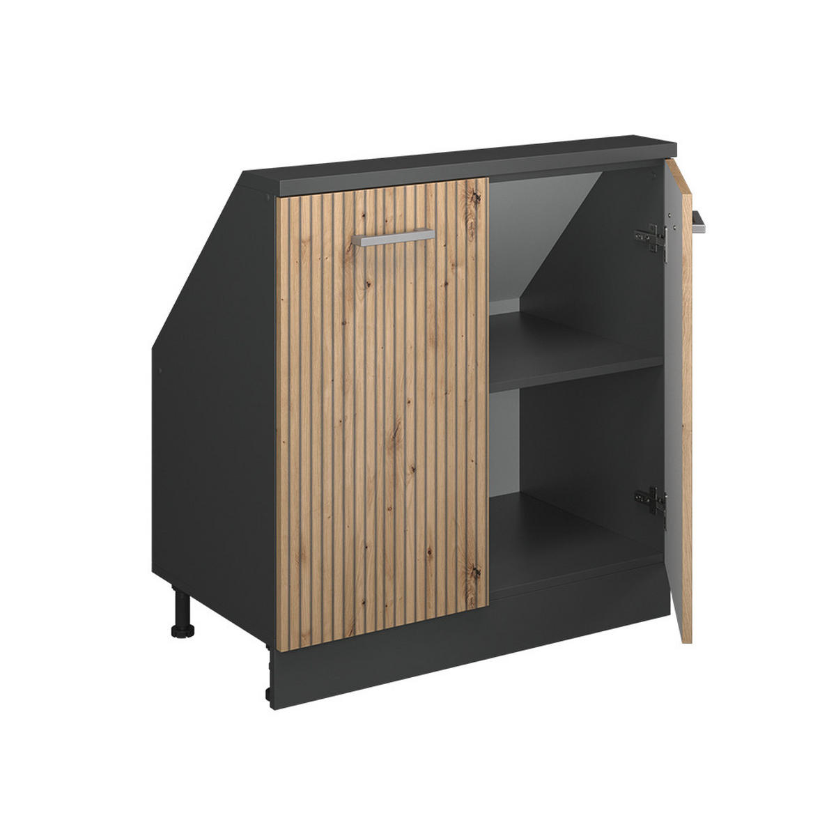KUCHYŇSKÁ SKŘÍŇKA POD ŠIKMOU STŘECHU R-Line Dub Artisan/antracit - antracitová/dub artisan, kompozitní dřevo (80/81.6/46cm) - Vicco