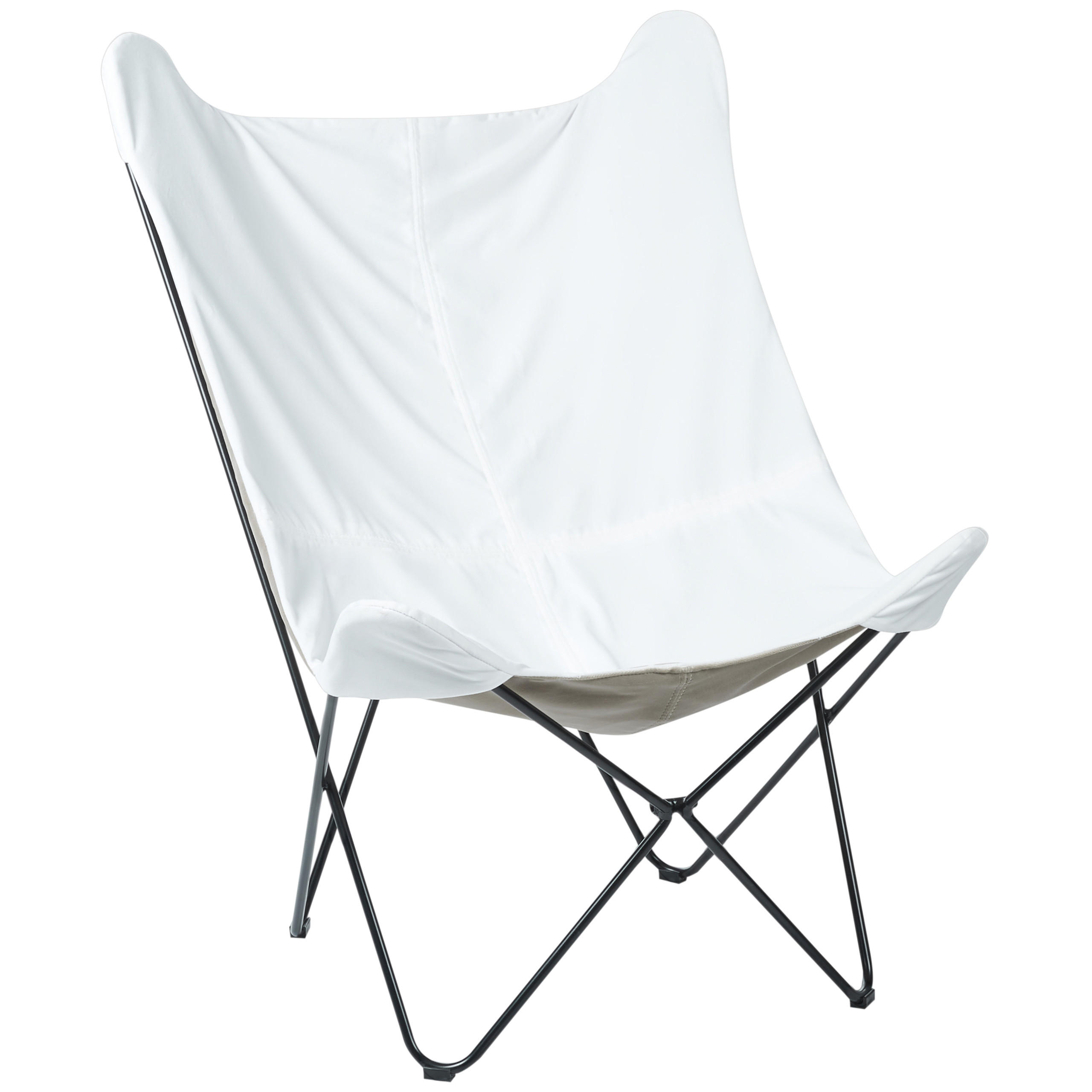SCHMETTERLINGSSESSEL Samtstoff Weiß Nybro - Weiß, Textil/Metall (70/99/85cm) - Beliani