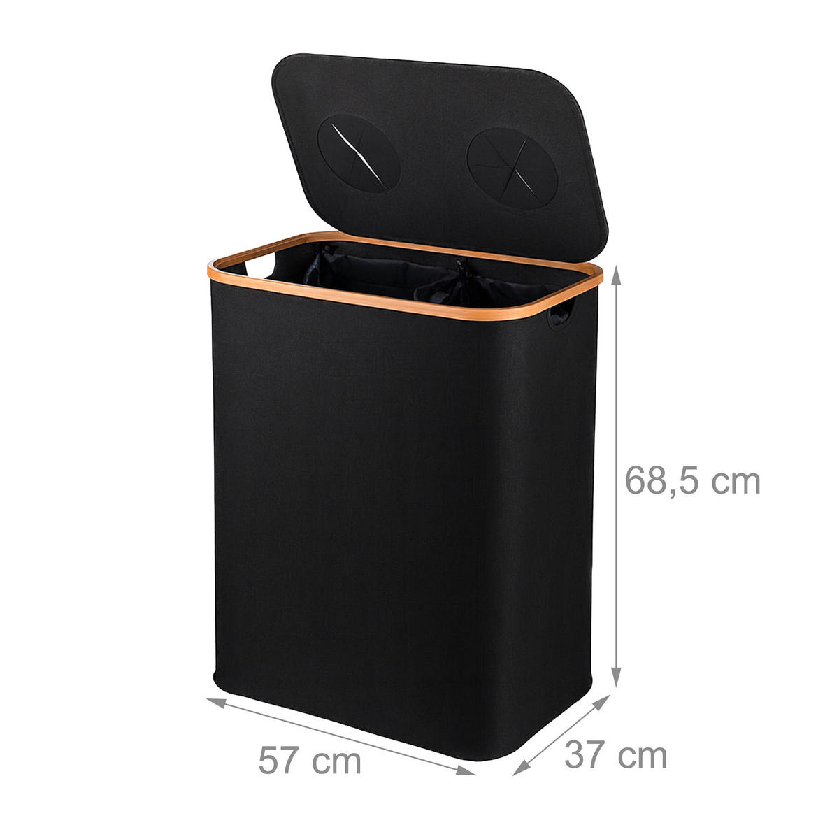 PFANDFLASCHEN-SAMMELBEHÄLTER - Schwarz, Holz/Kunststoff (57/68.5/37cm) - Relaxdays