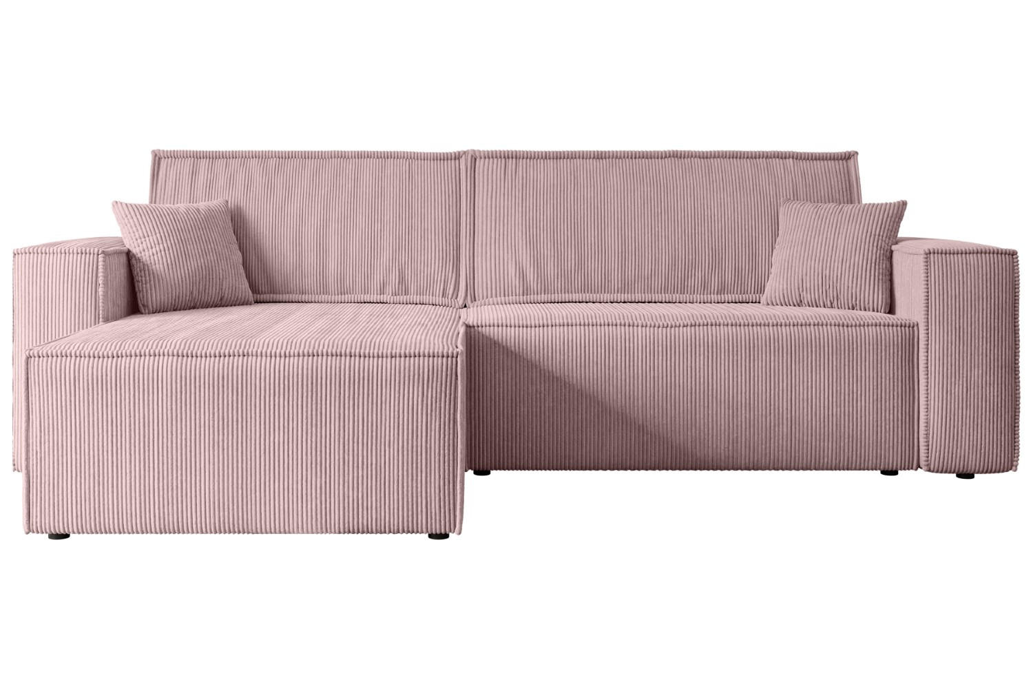 ECKSOFA mit Schlaffunktion und Bettkasten CELTIC-XL - 277x143x83 cm Rosa Cord - Schwarz/Rosa, Holzwerkstoff/Kunststoff (277/143cm) - ALTDECOR