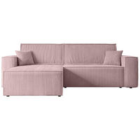 ECKSOFA mit Schlaffunktion und Bettkasten CELTIC-XL - 277x143x83 cm Rosa Cord - Schwarz/Rosa, Holzwerkstoff/Kunststoff (277/143cm) - ALTDECOR