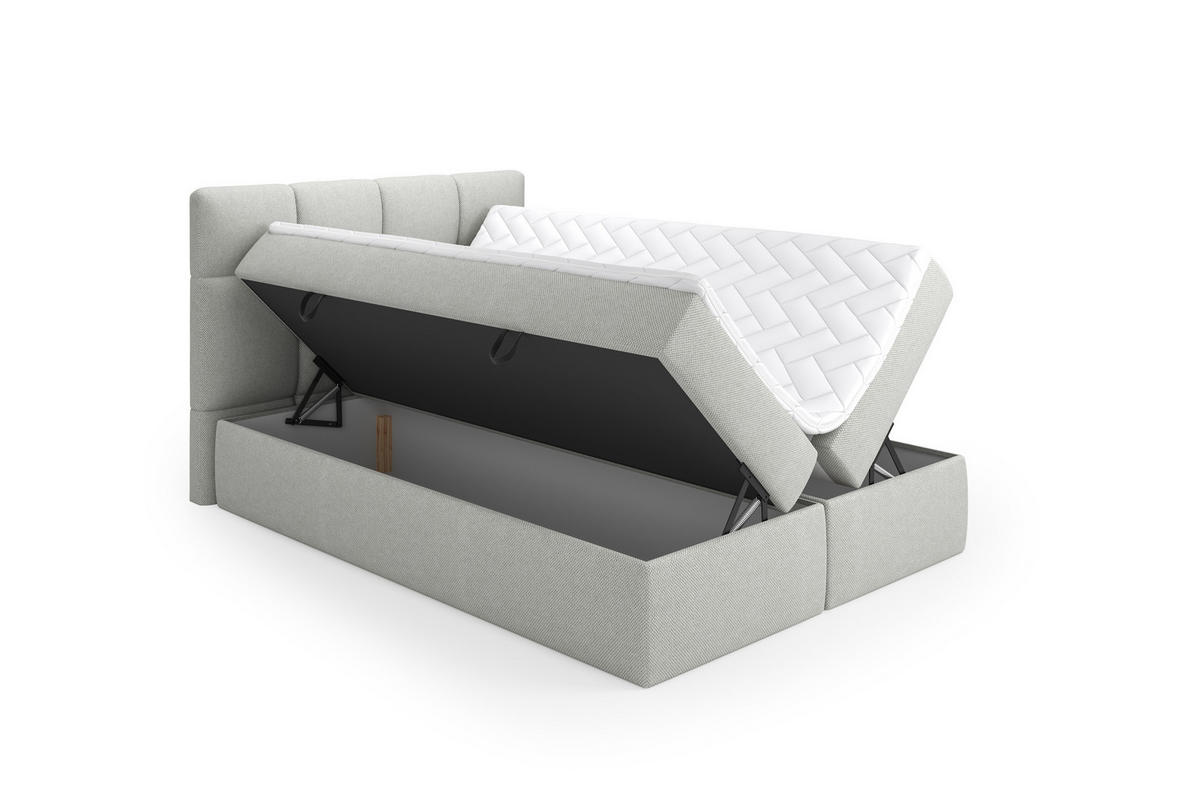 BOXSPRINGBETT Ruhe 180x200 – in Grau, Kaltschaum-Topper, großem Bettkasten - Hellgrau, Textil (180/200cm)