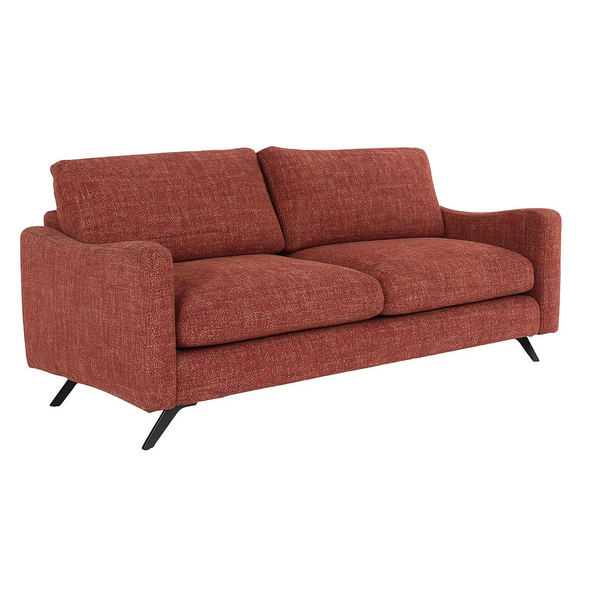 SOFA CLOUD mit schwarz Metallbeinen, Bordeaux - Bordeaux, Textil (235/98/107cm) - KS Home Concept