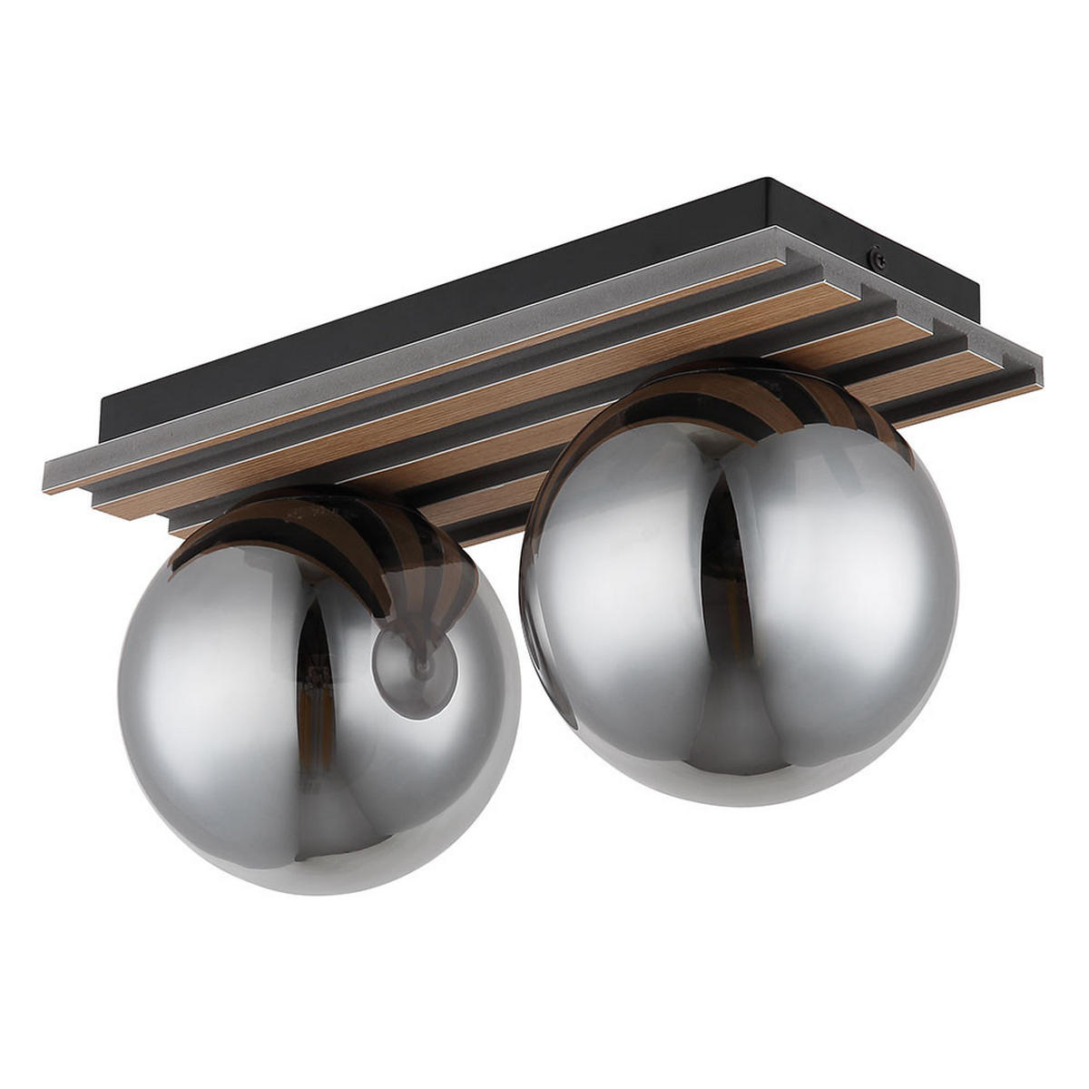 DECKENLEUCHTE PARSONS Metall Glas Schwarz 2-flammig - Schwarz, Glas (35/15/20cm) - Globo Lighting