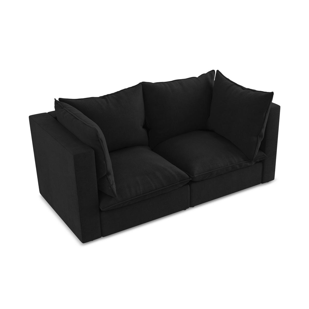 2-SITZER SOFA Strukturstoff Schwarz - Schwarz, Holzwerkstoff/Kunststoff (180/77/90cm) - LaMiaSofa