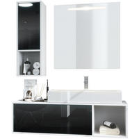 BADMÖBELSET La Costa Fronten in Schwarz Hochglanz - Schwarz Hochglanz, Holzwerkstoff (126.5/190/46cm) - Vladon