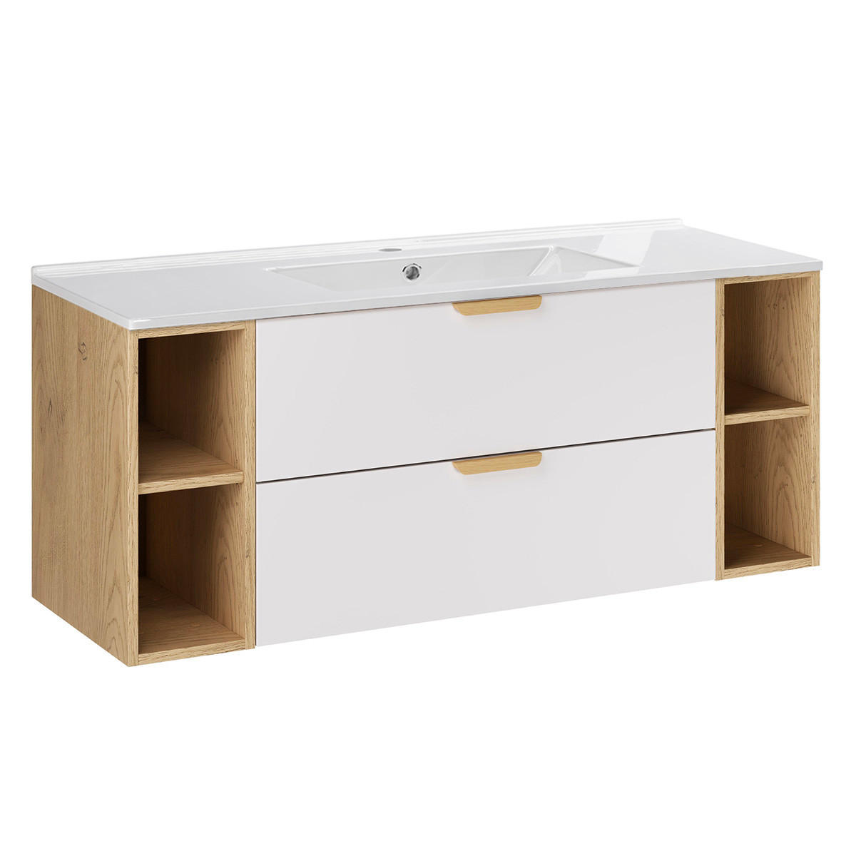 BADMÖBEL 121cm Oria 2er-Set Weiß - Weiß, Holzwerkstoff (121/50/46.5cm) - Petits-meubles