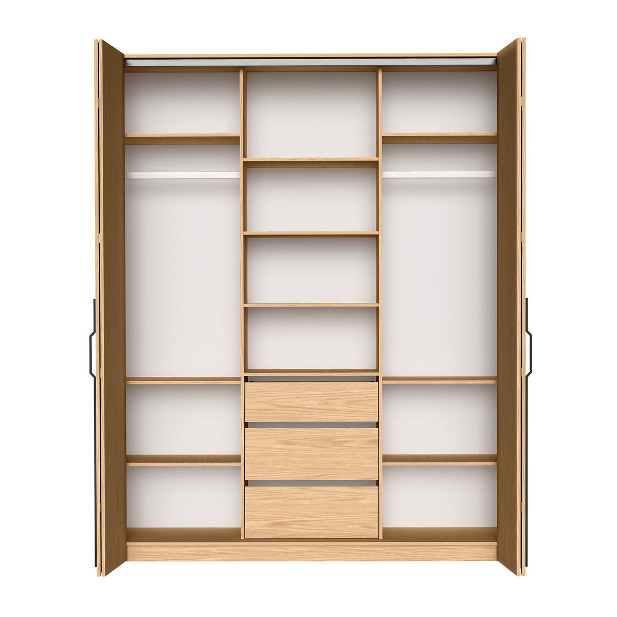FALTTÜRENSCHRANK Omodeo 200 cm breit in Bookmatch-Eiche – mit WingLine-Falttüren - Eichefarben, Holzwerkstoff (200/240/58cm) - AX Living