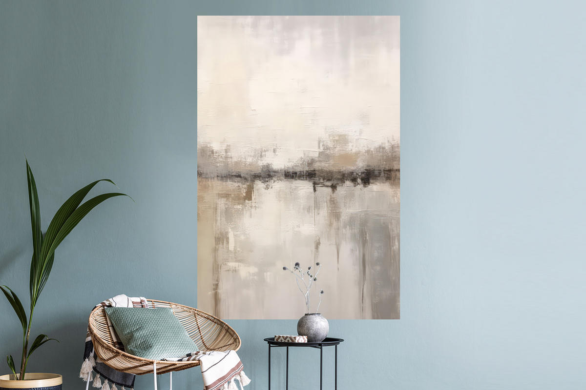 WANDTATTOO Moderne Kunst - Abstrakt - Beige 80x120 cm - Beige, Kunststoff (80/120/0.1cm) - MuchoWow