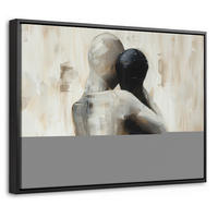 LEINWAND Bilder mit Rahmen - Abstrakt - Liebe - Schwarz und weiß - Modern - 40x30 - Schwarz, Textil (40/30cm) - MuchoWow