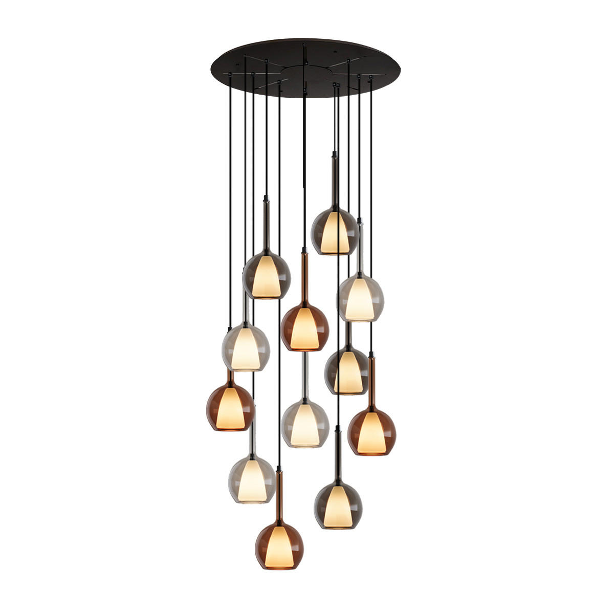 GALERIELEUCHTE Belluna 12-flammig Mehrfarbig Ø 14cm - Multicolor, Glas (14/14/35cm) - s.luce